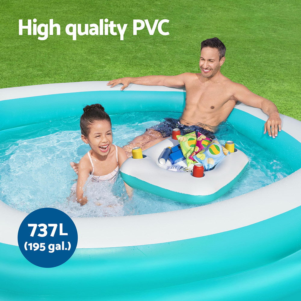 Bestway | Kids Inflatable Family Pool | Center Console Cup Holder | 218x218x48cm