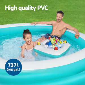 Bestway | Kids Inflatable Family Pool | Center Console Cup Holder | 218x218x48cm