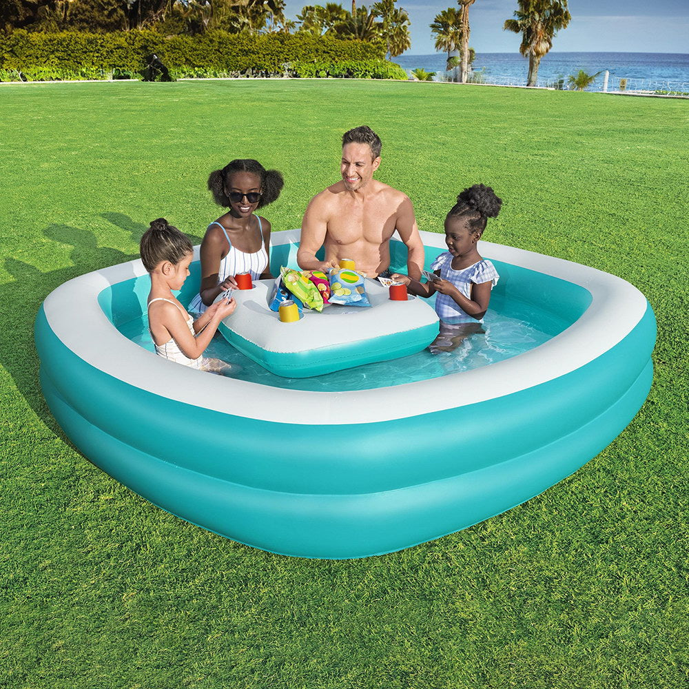 Bestway | Kids Inflatable Family Pool | Center Console Cup Holder | 218x218x48cm