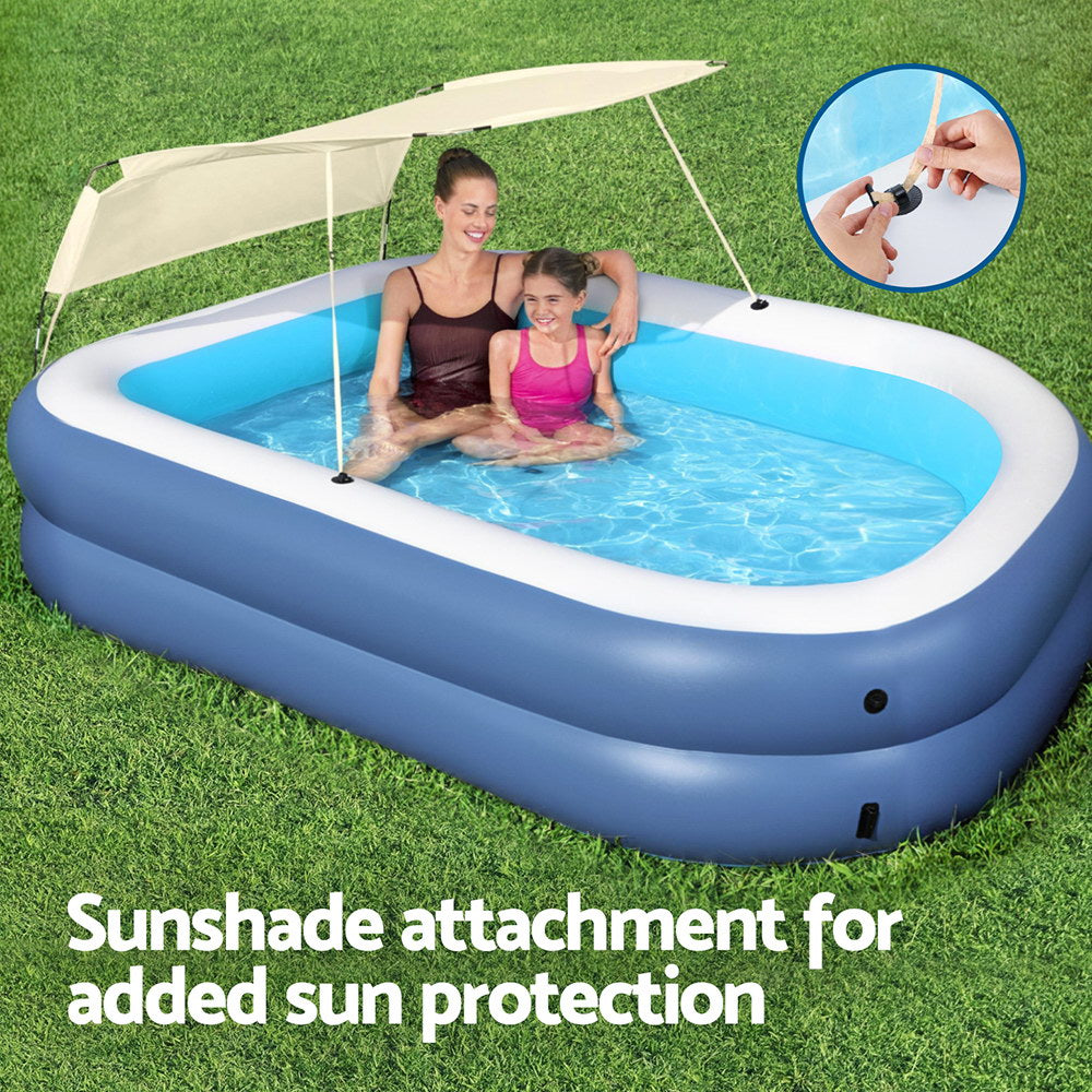 Bestway | Kids Inflatable Pool | Above Ground Splash Pool | Sunshade | 254x178cm