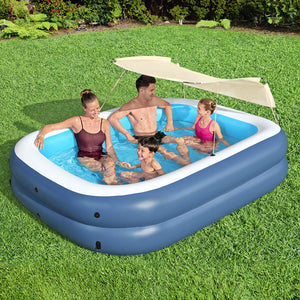 Bestway | Kids Inflatable Pool | Above Ground Splash Pool | Sunshade | 254x178cm