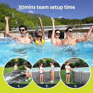Steel Frame Pool 488x305x107cm | Pump, Filter, Ladder & Cover Included