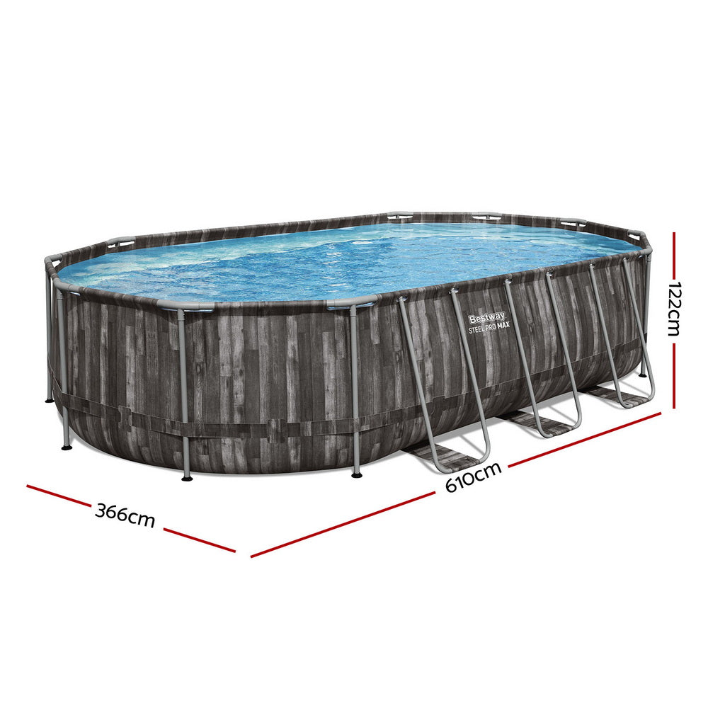 Steel Frame Pool Set | 6.1x3.66m | Filter, Pump, Ladder & Cover