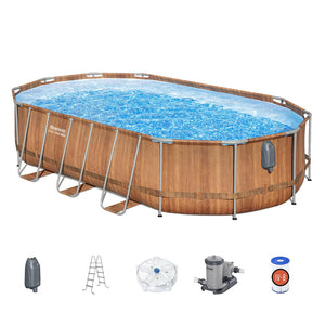 Steel Frame Swimming Pool & Spa Set | Luxury 6.1x3.66x1.22m | Massage Jets