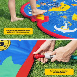 Kids Splash Pad Pool 170x140cm | Sprinkler Spray Play Mat