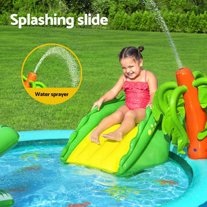 Kids Splash Play Pool | Inflatable with Slide, Ball, Crocodile Net