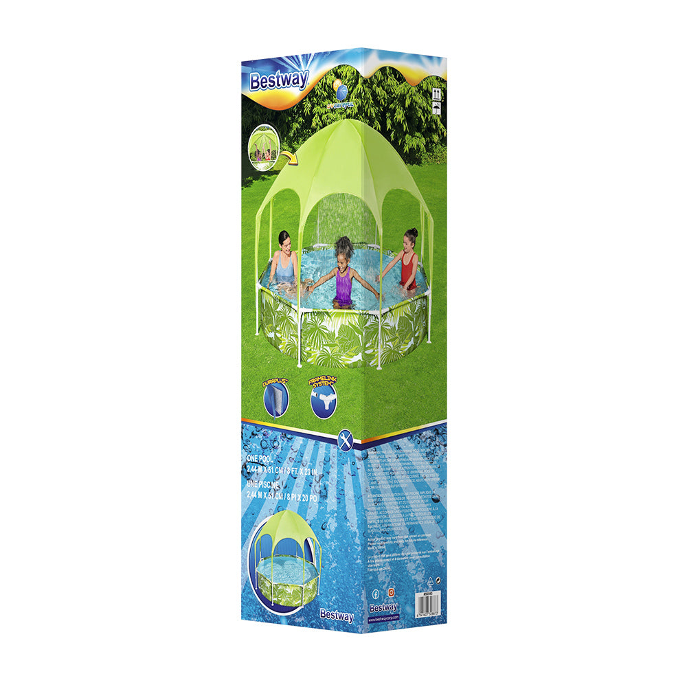 Kids Pool | 244x51cm | Steel Frame | Swimming Play Pools | Canopy | 1688L