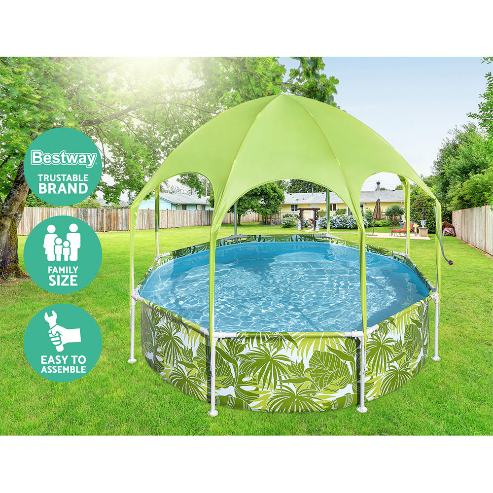 Kids Pool | 244x51cm | Steel Frame | Swimming Play Pools | Canopy | 1688L
