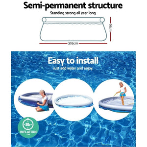 Swimming Pool | 305x76cm | Above Ground Round | Inflatable Pools | 3800L