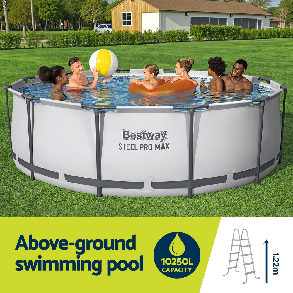 Round Above-Ground Pool 366cm | Filter Pump, Cover & Ladder Included