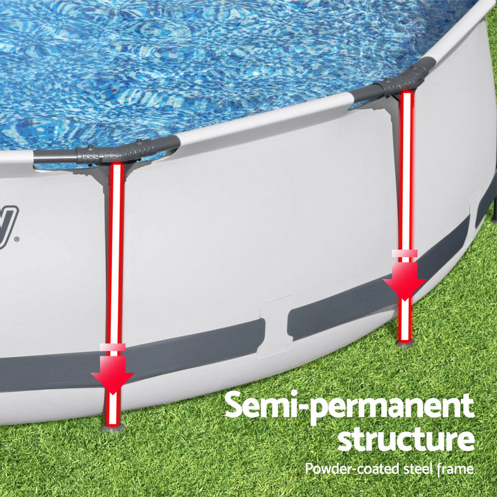 Round Above-Ground Pool 366cm | Filter Pump, Cover & Ladder Included