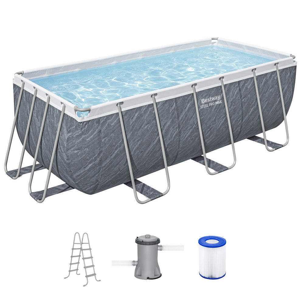 Steel Frame Swimming Pool 412x201x122cm | Includes Pump & Ladder