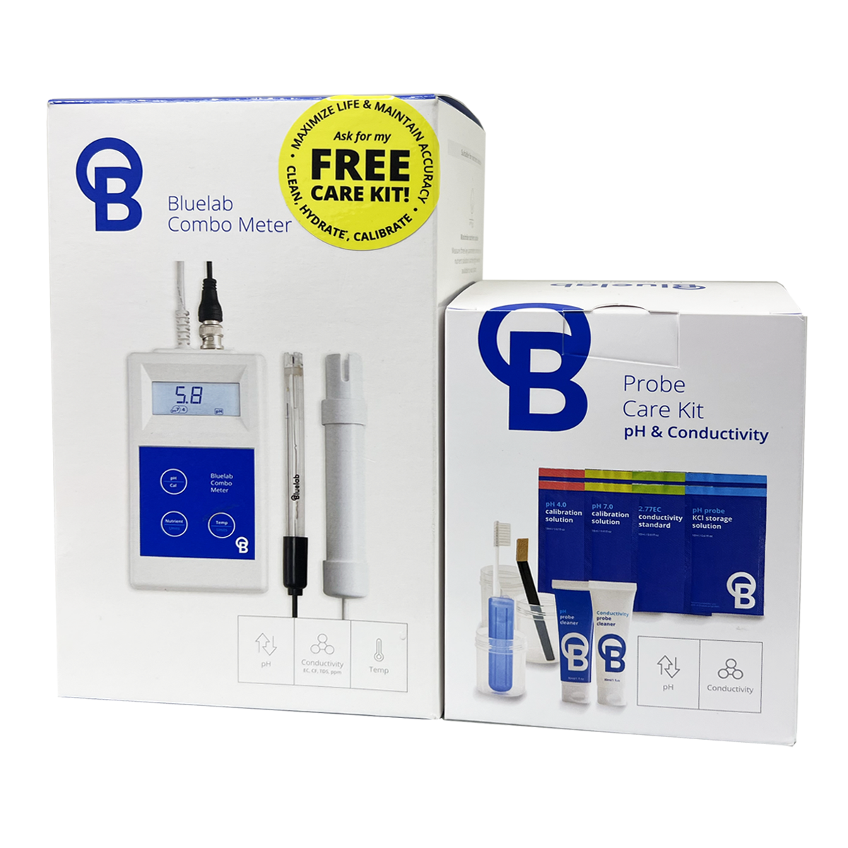 Bluelab Combo Meter + Bonus Probe Care Kit | pH + EC/CF/PPM + Temperature | Portable Nutrient Meter | Replaceable pH Probe | 5 Year Guarantee