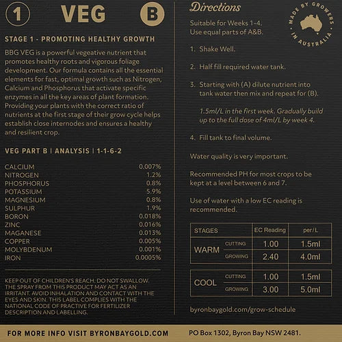 Byron Bay Gold Nutrients A + B | Vegetative Growth | 5L