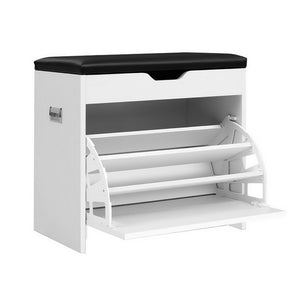 Shoe Rack Cabinet Bench | 3-Tier | 15 Pairs | White