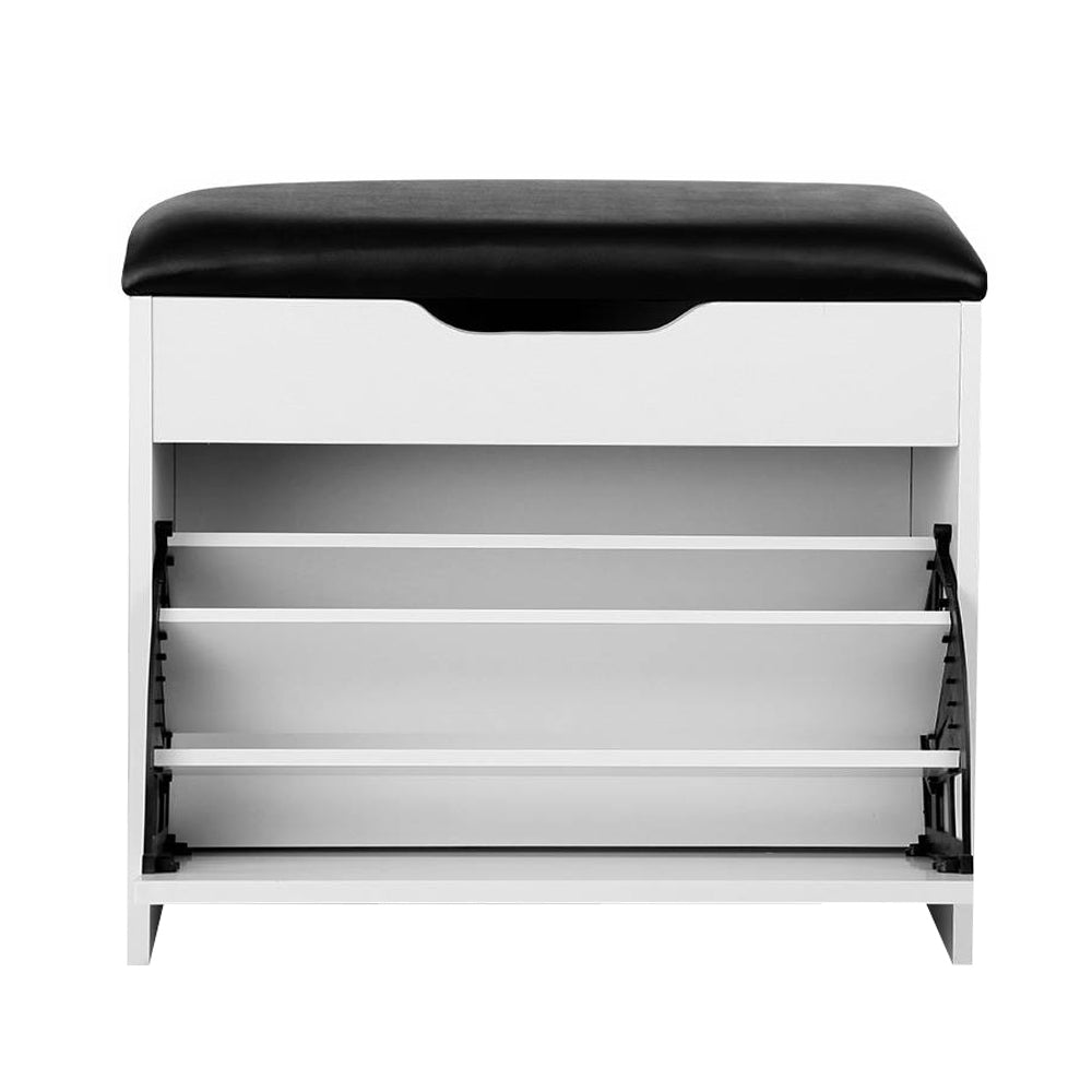 Shoe Rack Cabinet Bench | 3-Tier | 15 Pairs | White