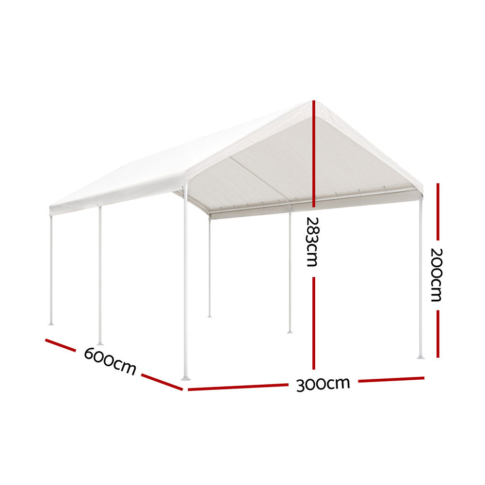 Instahut | Carports | 3x6m Carport Kits | Steel Shelter | Gazebo Canopy | Garage | Portable Garden Shed