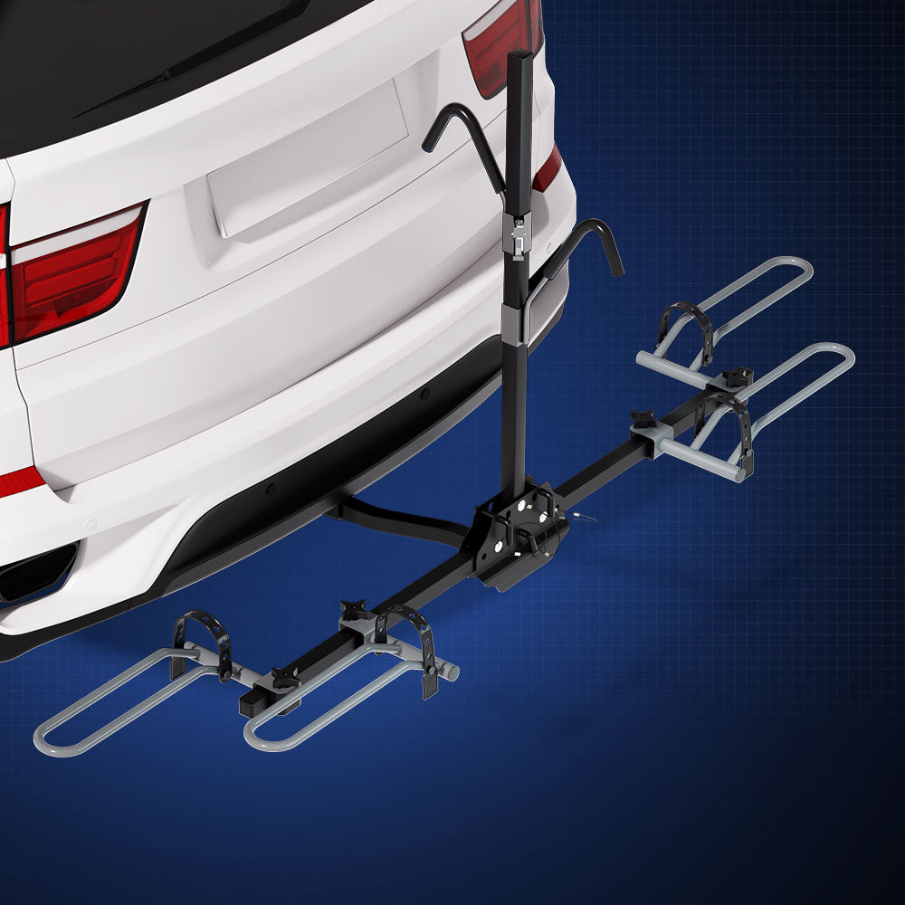 Giantz 2 Bicycle Bike Carrier Rack | Car 2" Hitch Mount | Platform | Foldable | Black