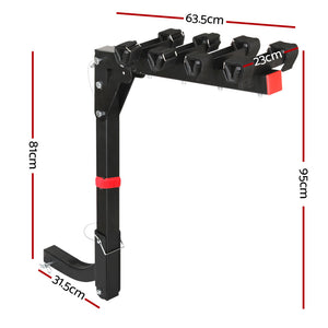 Giantz 4 Bicycle Bike Carrier Rack | Car 2" Hitch Mount | Foldable | Black