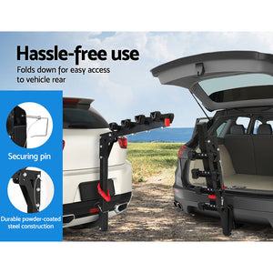 Giantz 4 Bicycle Bike Carrier Rack | Car 2" Hitch Mount | Foldable | Black