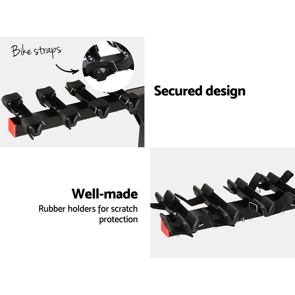 Giantz 4 Bicycle Bike Carrier Rack | Car 2" Hitch Mount | Foldable | Black