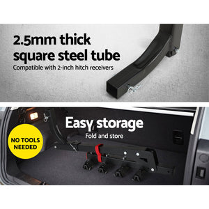 Giantz 4 Bicycle Bike Carrier Rack | Car 2" Hitch Mount | Foldable | Black