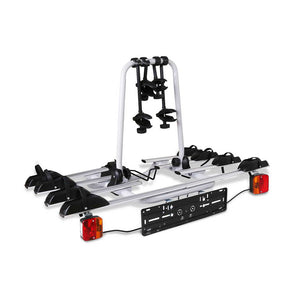 Giantz 4 Bicycle Bike Carrier Rack | Car Towbar Hitch Ball Mount | Tail Light | Silver