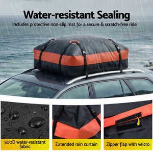 Roof Top Cargo Bag 15 Cubic Ft | Waterproof Car Luggage Carrier