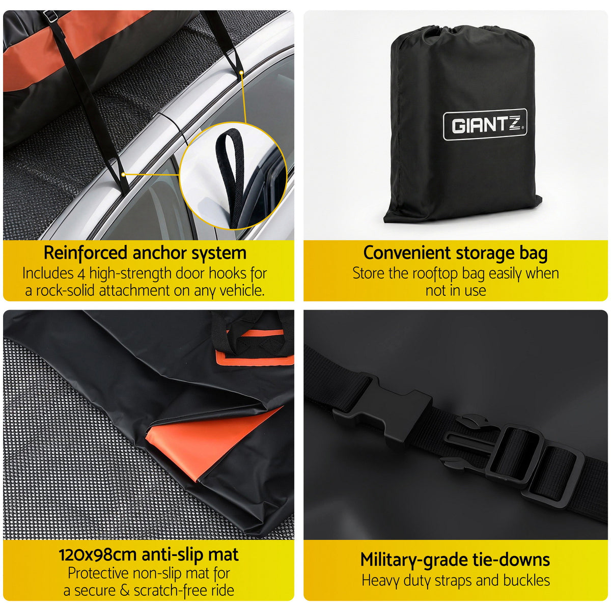 Roof Top Cargo Bag 15 Cubic Ft | Waterproof Car Luggage Carrier