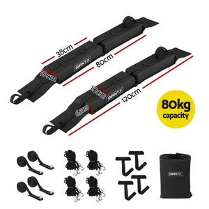 Universal Soft Roof Rack | Kayak SUP Surfboard Pads | Tie Down Straps | 80kg Capacity