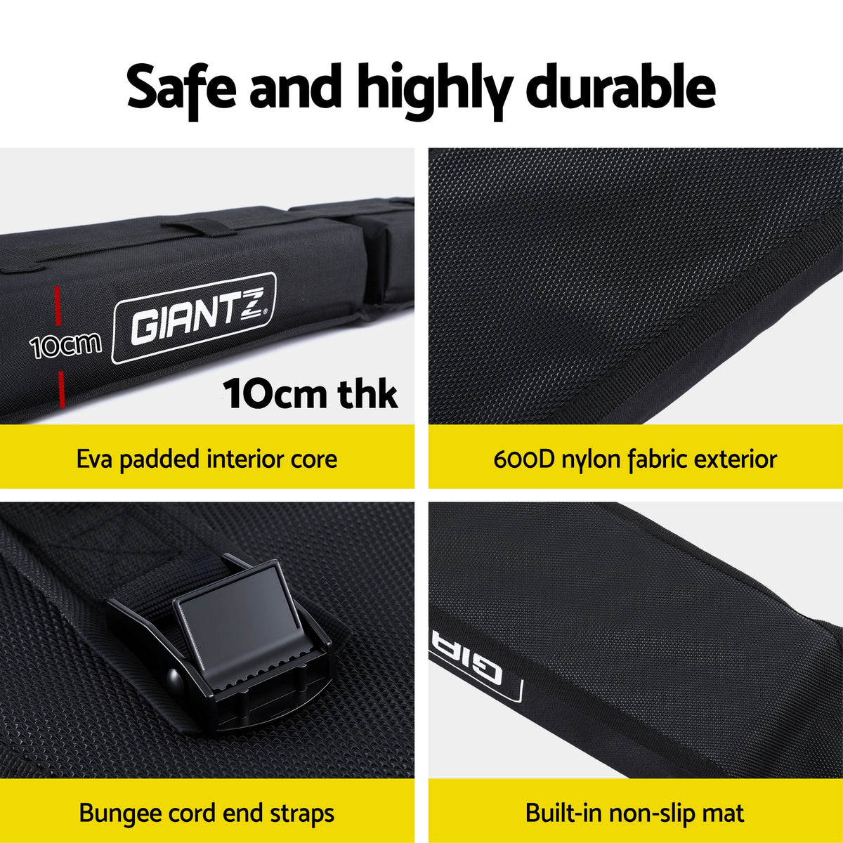 Universal Soft Roof Rack | Kayak SUP Surfboard Pads | Tie Down Straps | 80kg Capacity