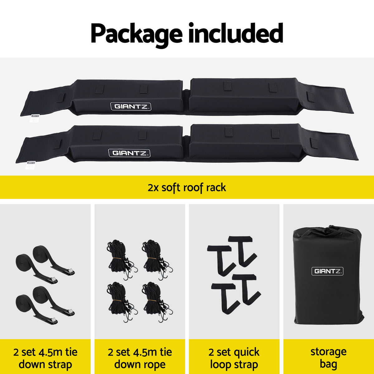 Universal Soft Roof Rack | Kayak SUP Surfboard Pads | Tie Down Straps | 80kg Capacity