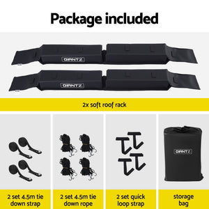 Universal Soft Roof Rack | Kayak SUP Surfboard Pads | Tie Down Straps | 80kg Capacity