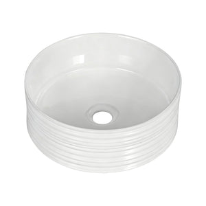 Ceramic Bathroom Basin | Round Countertop Vessel Sink | 36cm | White