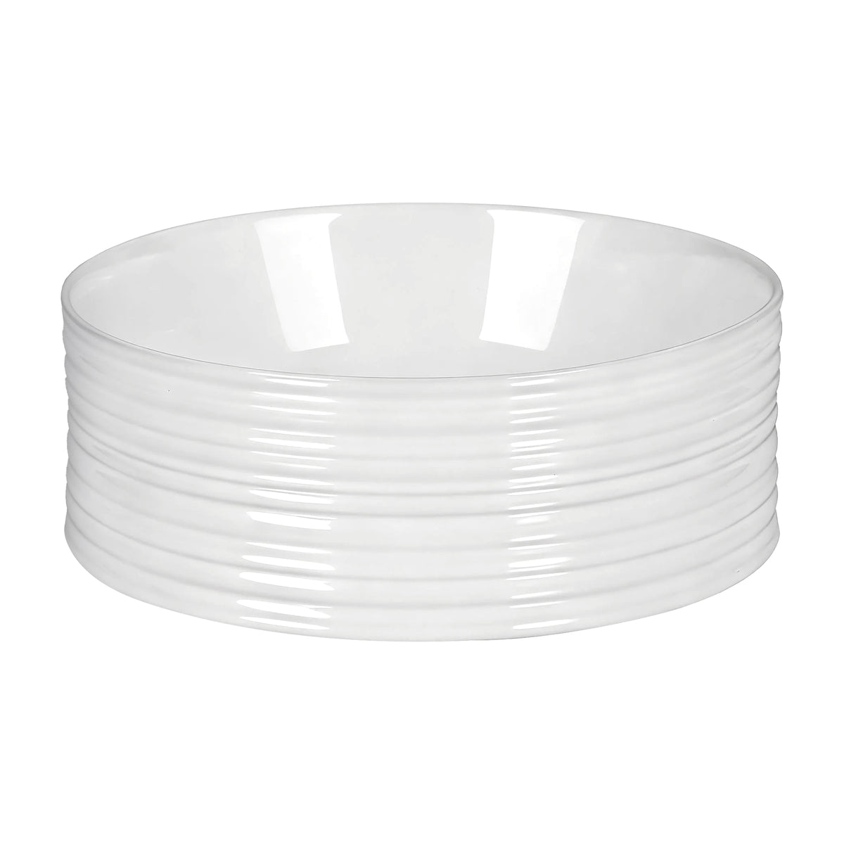 Ceramic Bathroom Basin | Round Countertop Vessel Sink | 36cm | White