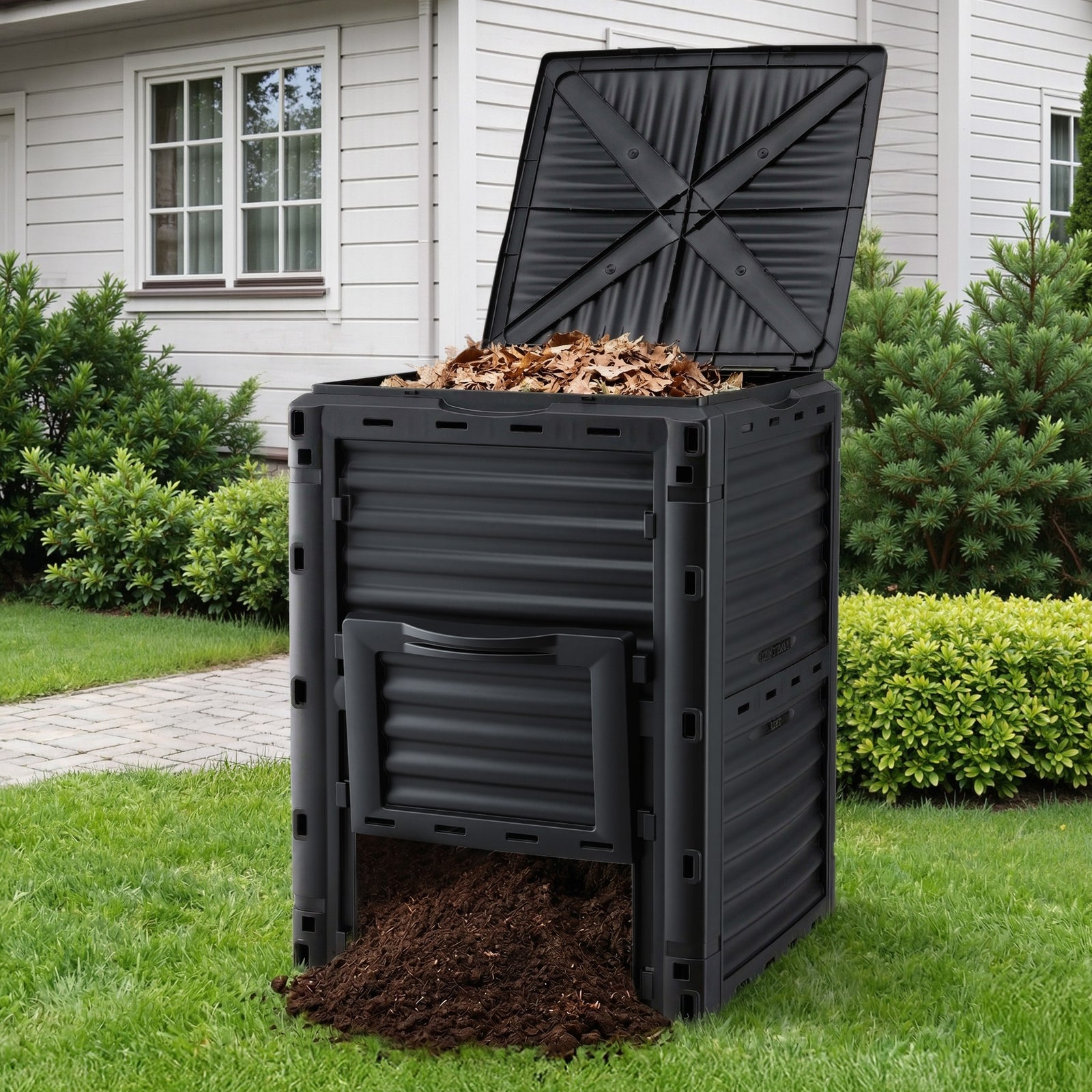Compost Bin | 300L Heavy Duty Outdoor Composter | Black