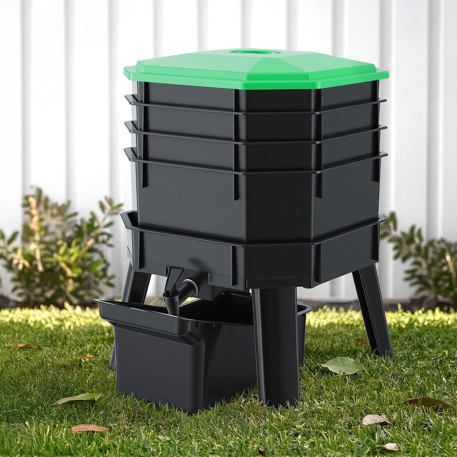 Worm Farm Compost Bin | 4-Tray Stackable Composter with Tap