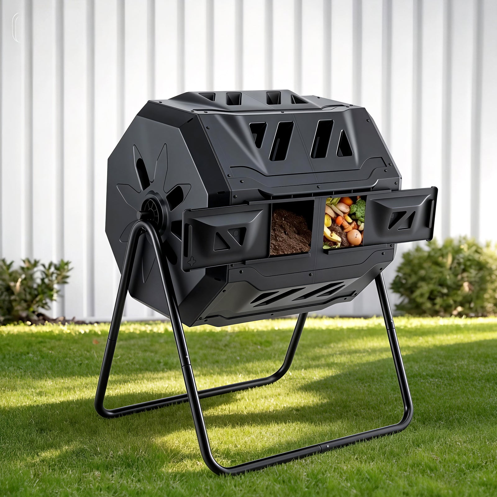 Dual Chamber Compost Tumbler | 160L Garden Food Waste Composter