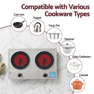 Devanti 2 Hobs Ceramic Cooktop Electric Hot Plate Infrared Knob Control 2400W