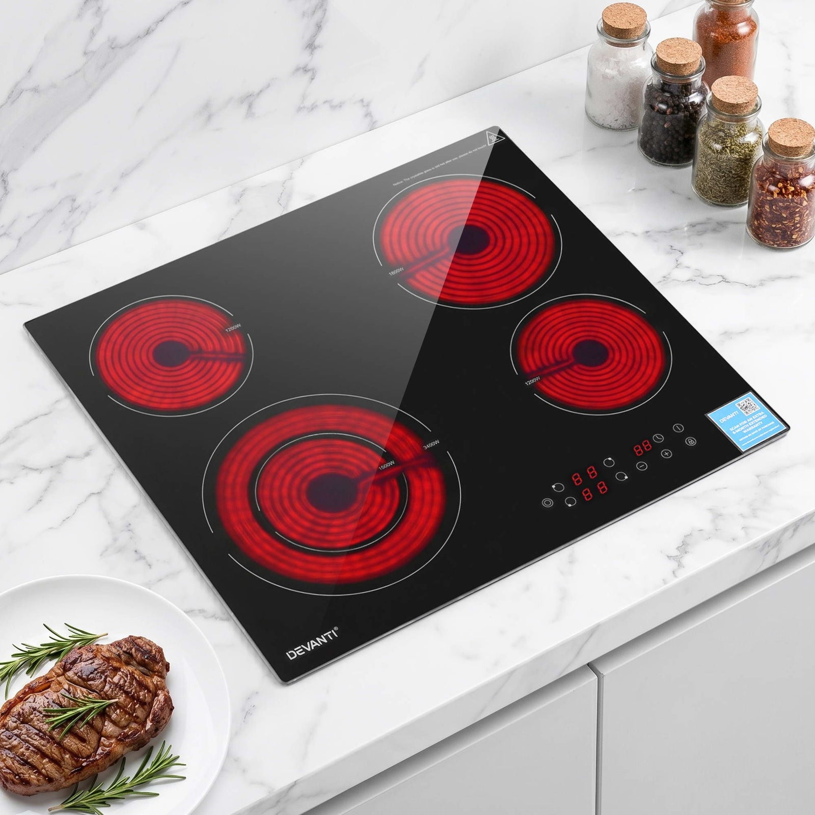 Ceramic Cooktop | 5 Cooking Zones | Touch Control | 7600W