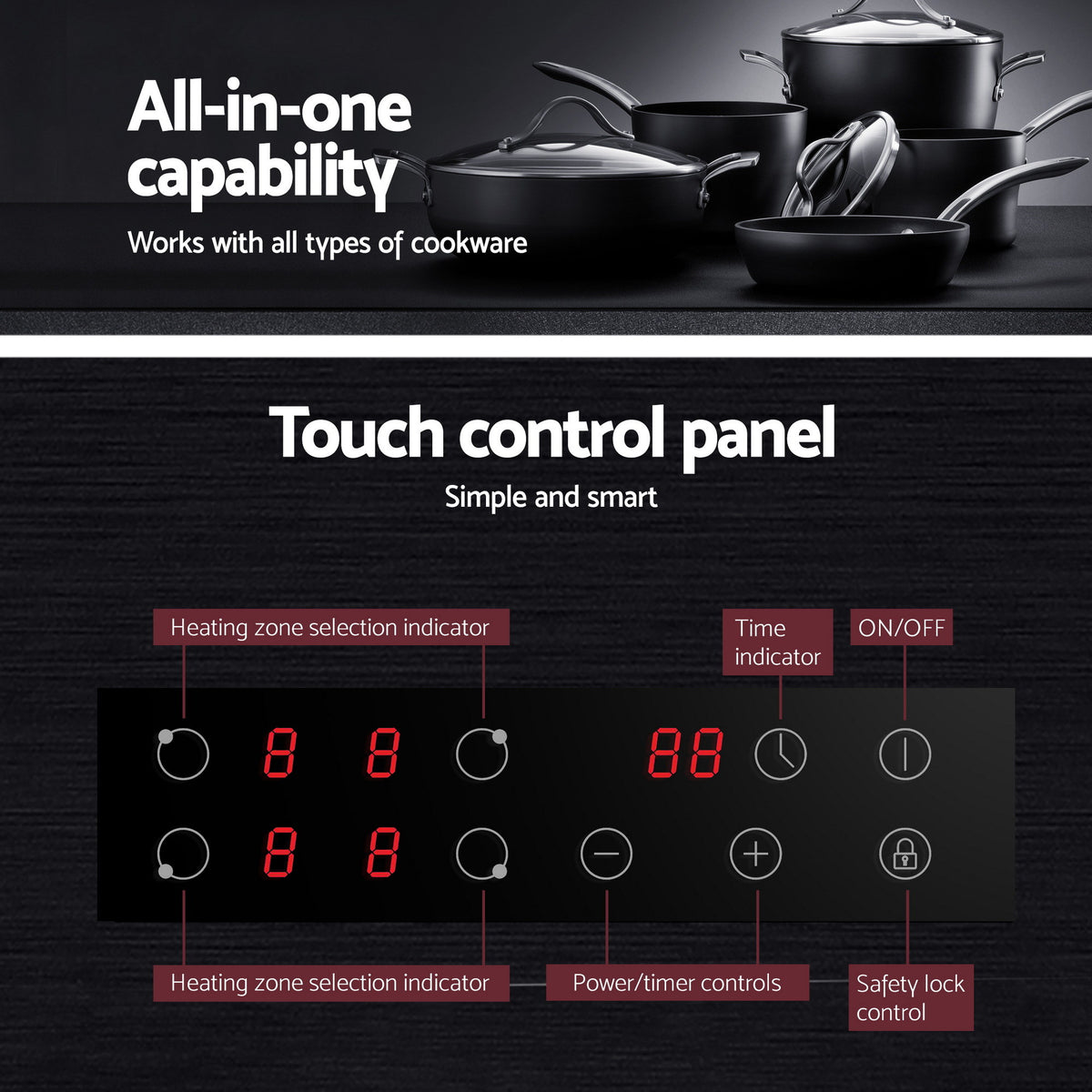 Electric Ceramic Cooktop 60cm | Touch Control | Grey