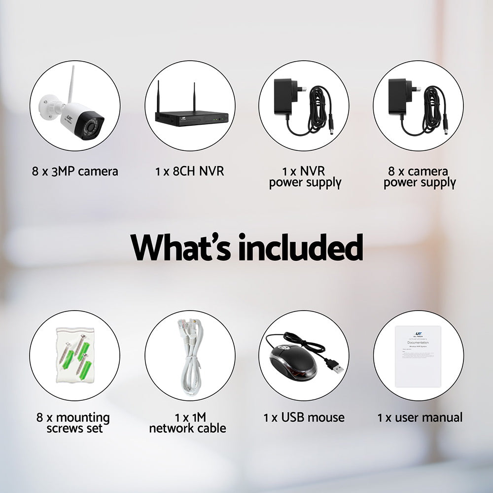UL-tech Wireless CCTV Camera | 3MP | 8CH | 8 Square Cameras