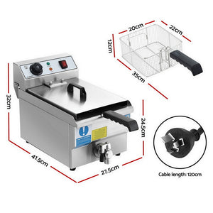 Electric Deep Fryer | 10L | 3000W | Stainless Steel | Basket + Lid