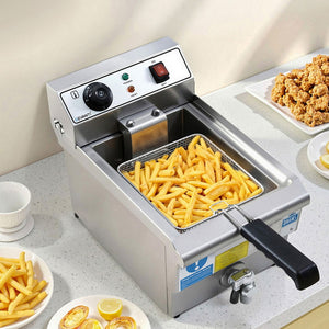 Electric Deep Fryer | 10L | 3000W | Stainless Steel | Basket + Lid