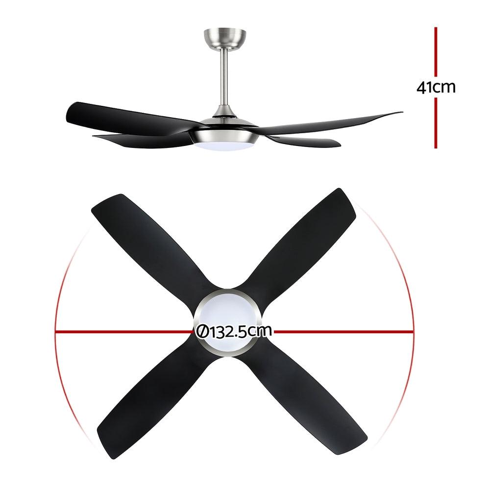 Ceiling Fan 52" | DC Motor with LED Light & Remote Control | Black Finish