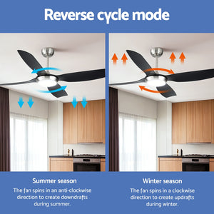 Ceiling Fan 52" | DC Motor with LED Light & Remote Control | Black Finish