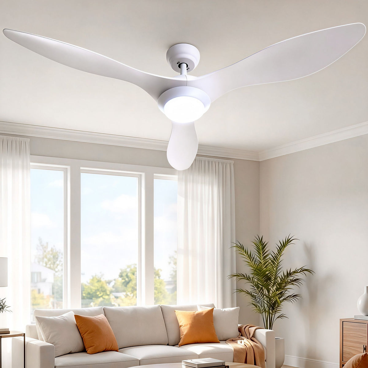 52'' Ceiling Fan with Light & Remote DC Motor | 3 Blades | 1300mm