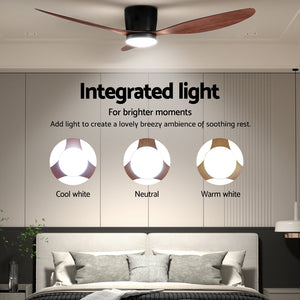 Ceiling Fan 52" | DC Motor with LED Light & Remote Control | Dark Wood Finish