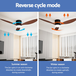 Ceiling Fan 52" | DC Motor with LED Light & Remote Control | Dark Wood Finish