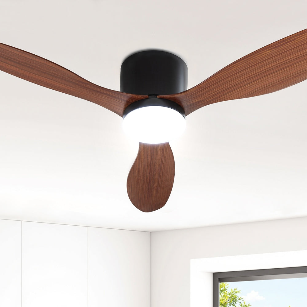 Ceiling Fan 52" | DC Motor with LED Light & Remote Control | Dark Wood Finish